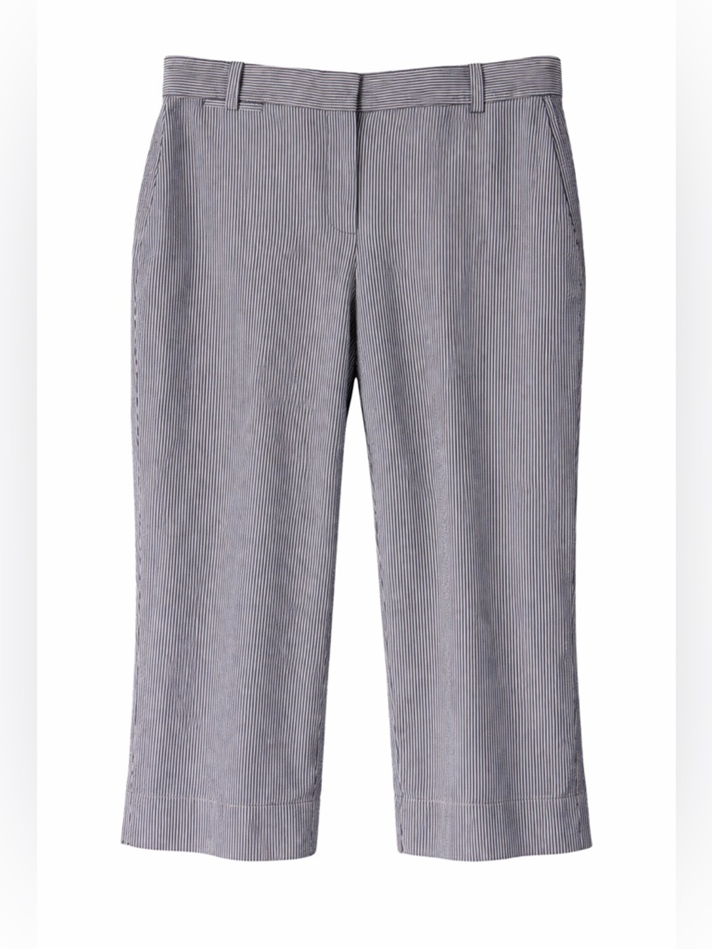 Talbot’s 100% Cotton Cropped Blue and White Striped Seersucker Curvy Pants- 12